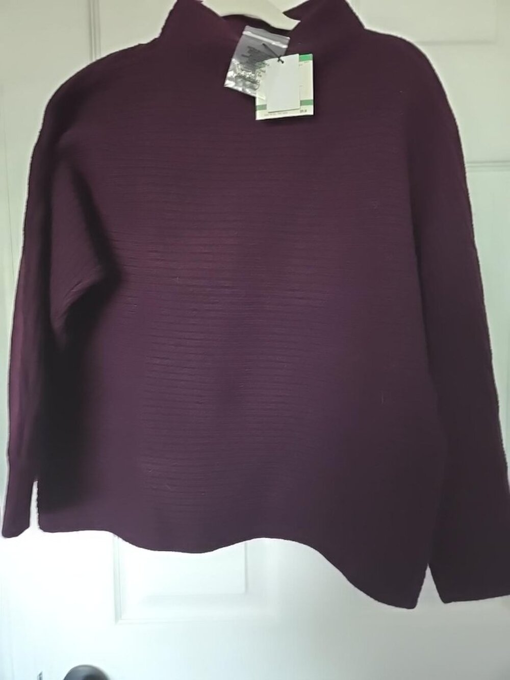 NWT Anne Klein Deep Plum Mock Neck Sweater, SZ L